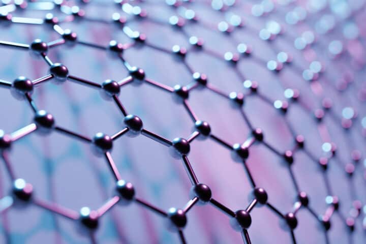 Structure of artificial hexagonal nano material. Nanotechnology concept. 3D rendered illustration.