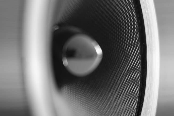 Sound system speaker close up